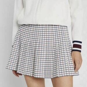 TORY BURCH NWT Ivory Plaid Pleated Tennis Mini Skirt Sz 0
